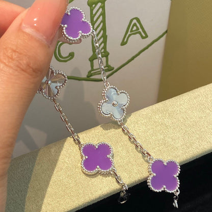 [Angela Jewellery]CLOVER  5 MOTIFS  PURPLE VIOLET BRACELET SILVER