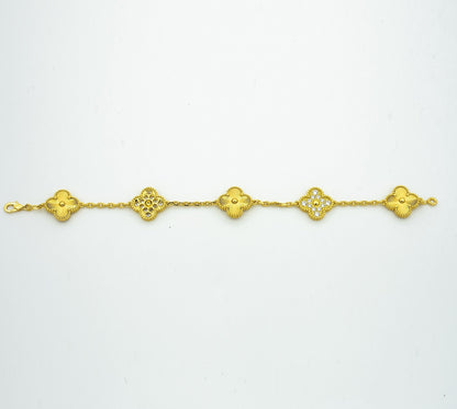 [Angela Jewellery]CLOVER BRACELET 5 MOTIFS GOLD DIAMOND