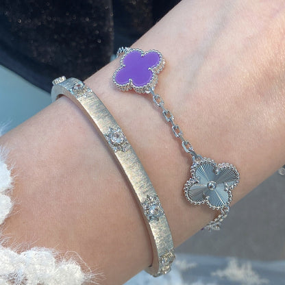 [Angela Jewellery]CLOVER  5 MOTIFS  PURPLE VIOLET BRACELET SILVER