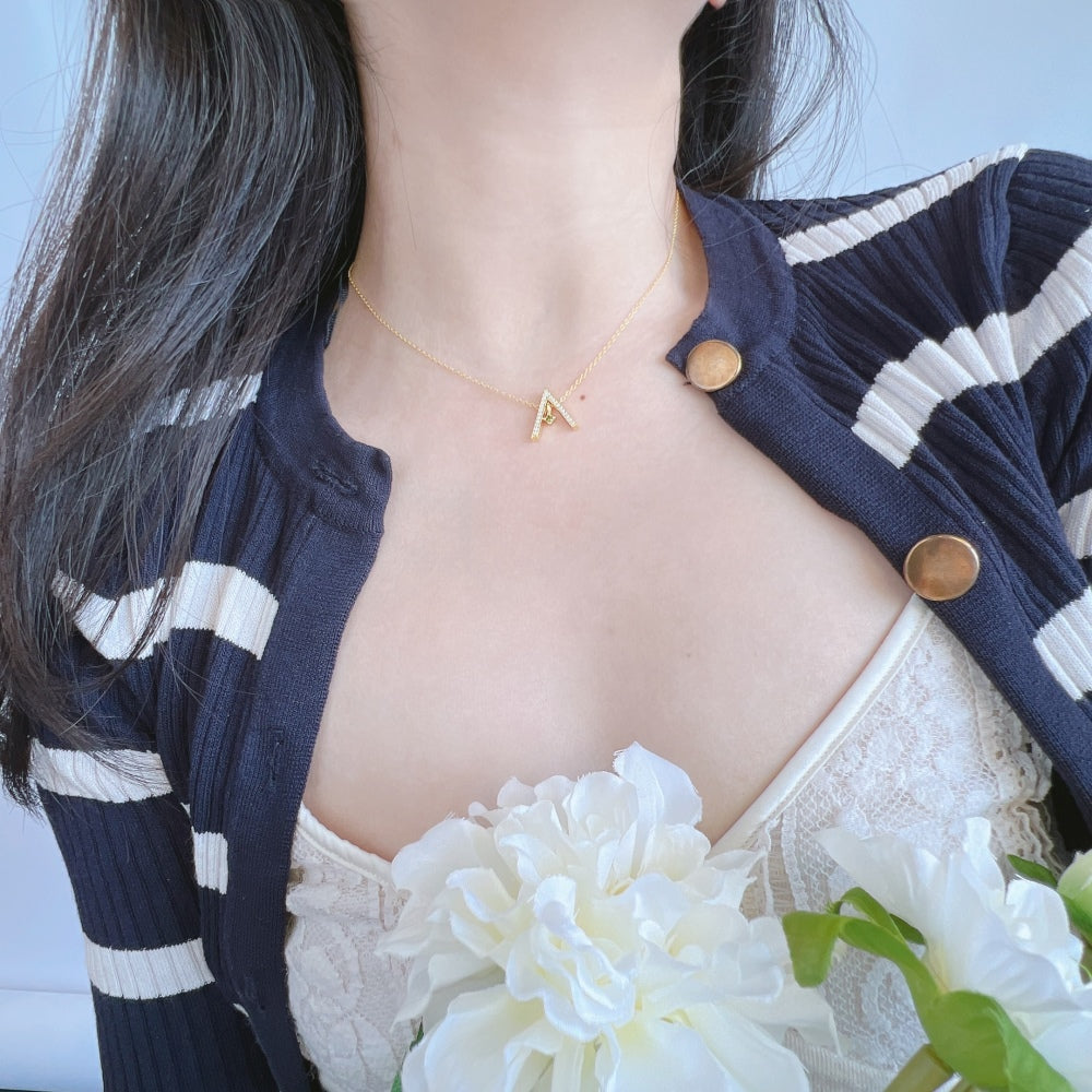 Angela Jewelry]Sparkling "A" Shape Necklace