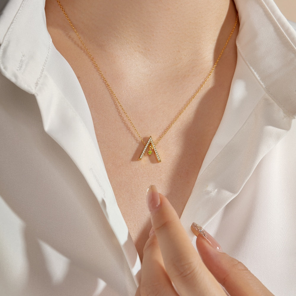 Angela Jewelry]Sparkling "A" Shape Necklace