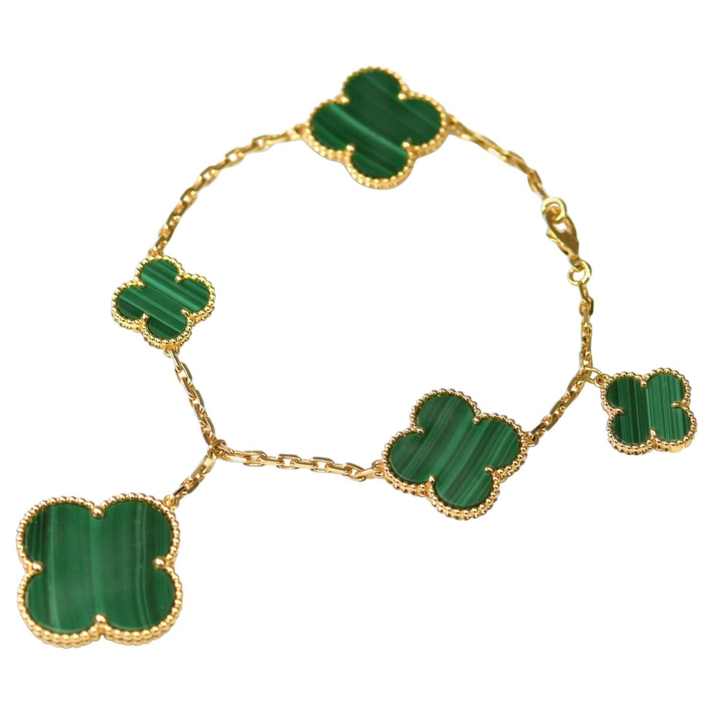 [Angela Jewellery]MAGIC CLOVER MALACHITE GOLD BRACELET 5 MOTIFS