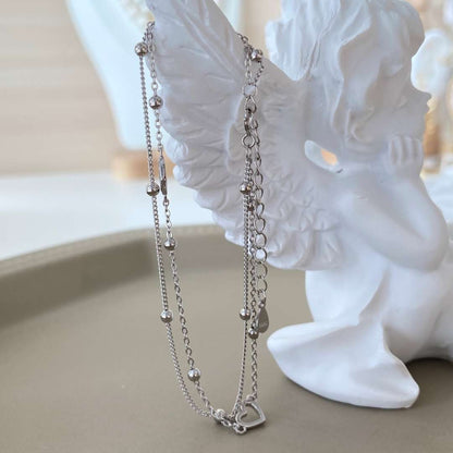 Angela Jewelry]Dainty Double Layer Love Heart Bracelet