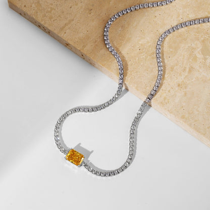 Angela Jewelry]2.0 carat Ornate Emerald Cut Necklace