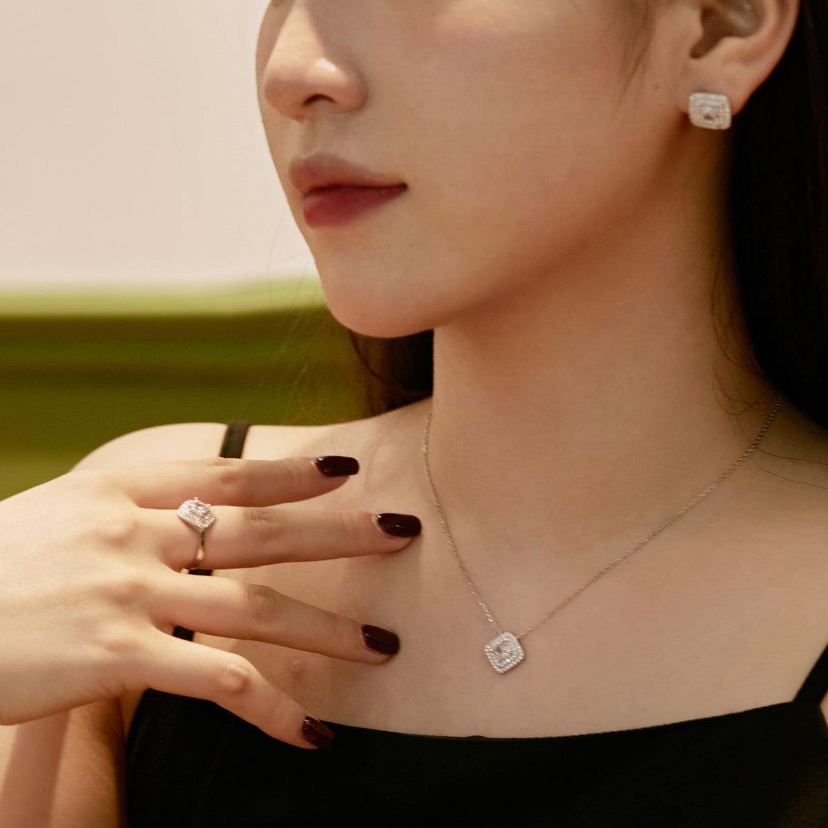 Angela Jewelry]Sparkling Asscher Cut Necklace
