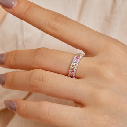 Angela Jewelry]Delicate Colorful Round Cut Daily Ring
