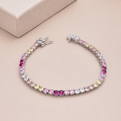 Angela Jewelry]Radiant Colorful Round Cut Tennis Bracelet