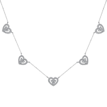 Angela Jewelry]Sparkling Five Heart Necklace