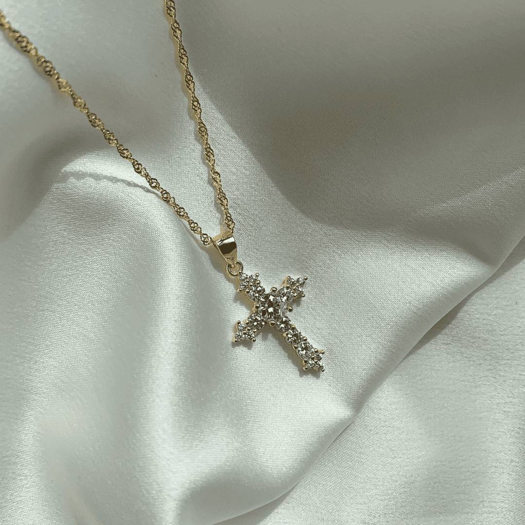 Angela Jewelry]Delicate Cross Shape Necklace