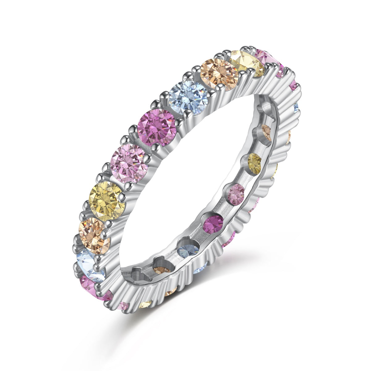 Angela Jewelry]Dazzling Lustrous Round Cut Tennis Ring