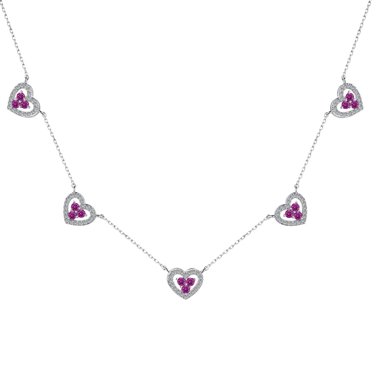 Angela Jewelry]Sparkling Five Heart Necklace