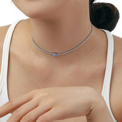 Angela Jewelry]1.0 Carat Shining Oval Cut Necklace