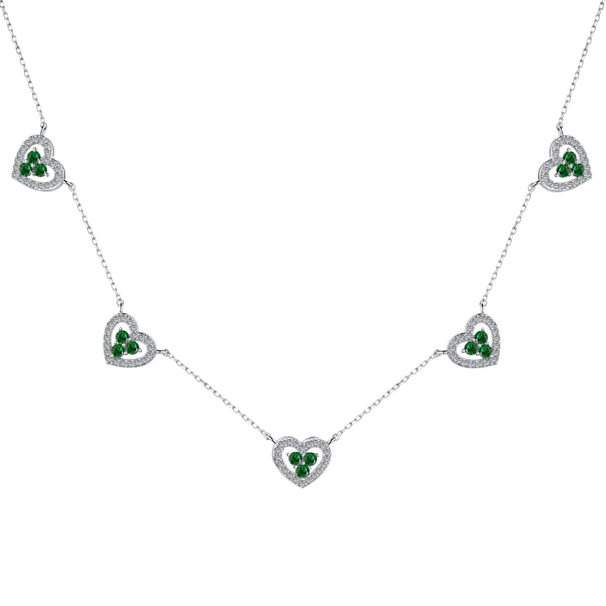 Angela Jewelry]Sparkling Five Heart Necklace