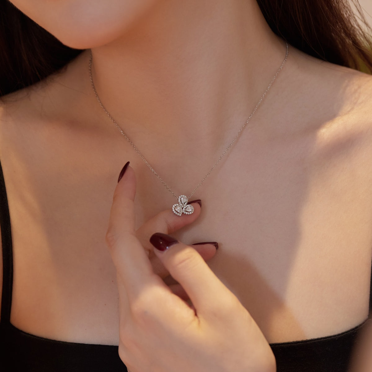 Angela Jewelry]Elegant Flower Shape Pear Cut Necklace
