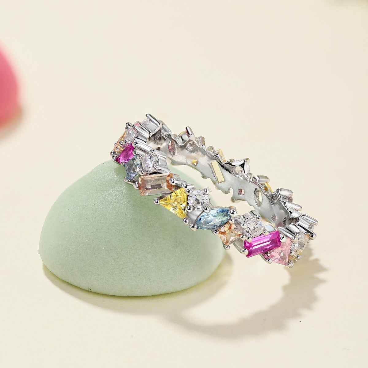 Angela Jewelry]Dazzling Polychromatic Multi cut Daily Ring