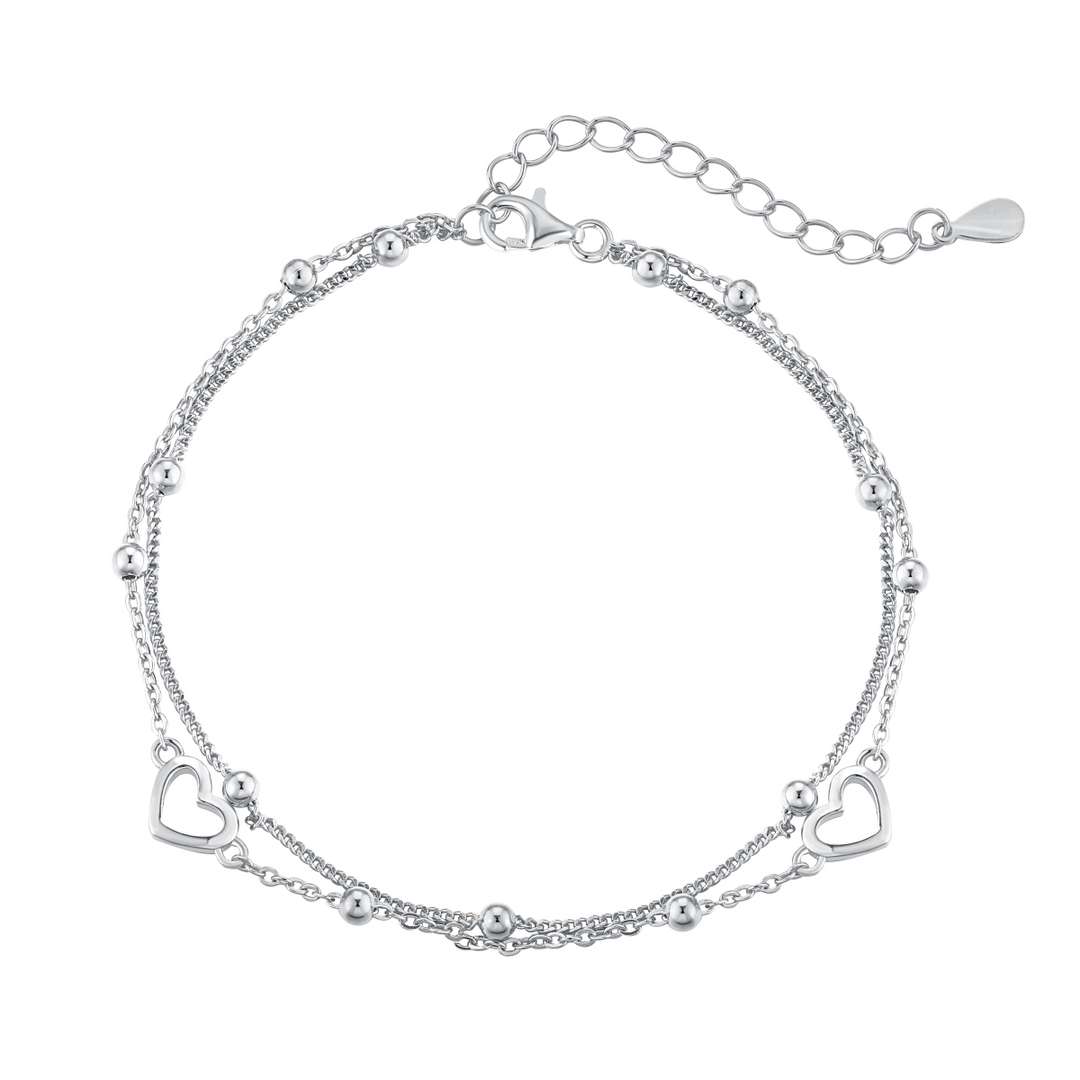 Angela Jewelry]Dainty Double Layer Love Heart Bracelet