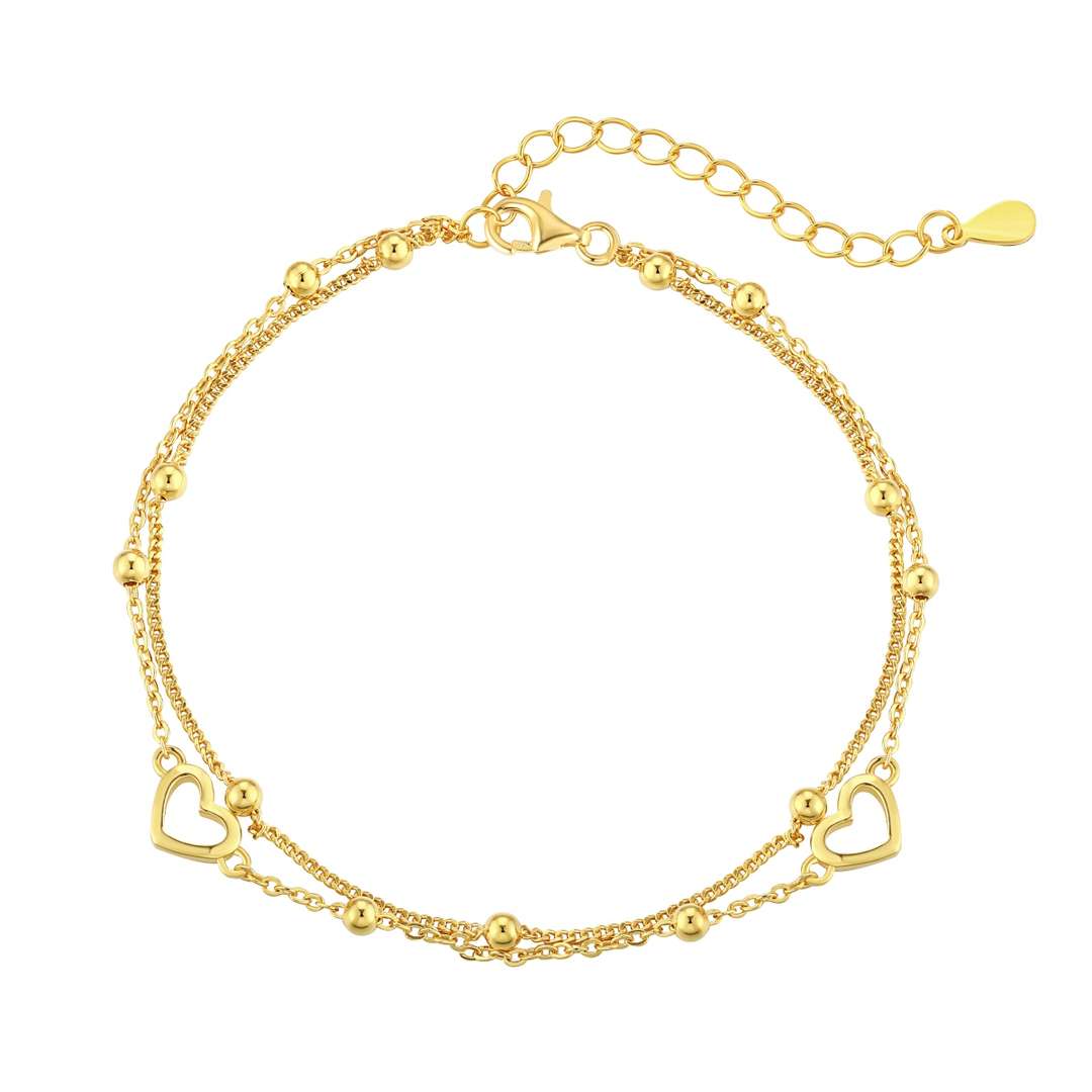 Angela Jewelry]Dainty Double Layer Love Heart Bracelet