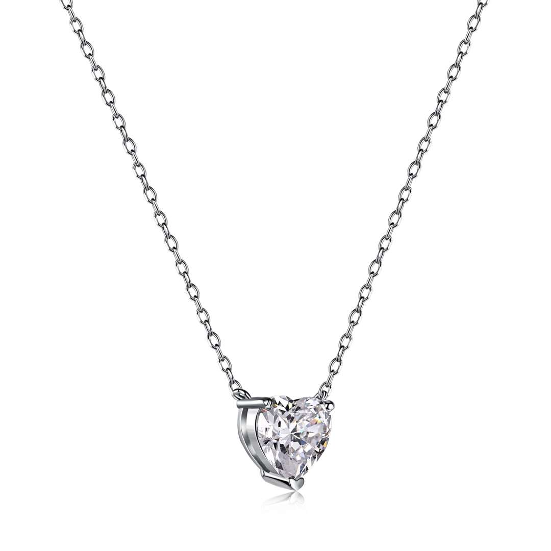 Angela Jewelry]Heart Shape Main Stone Pendant Collarbone Necklace