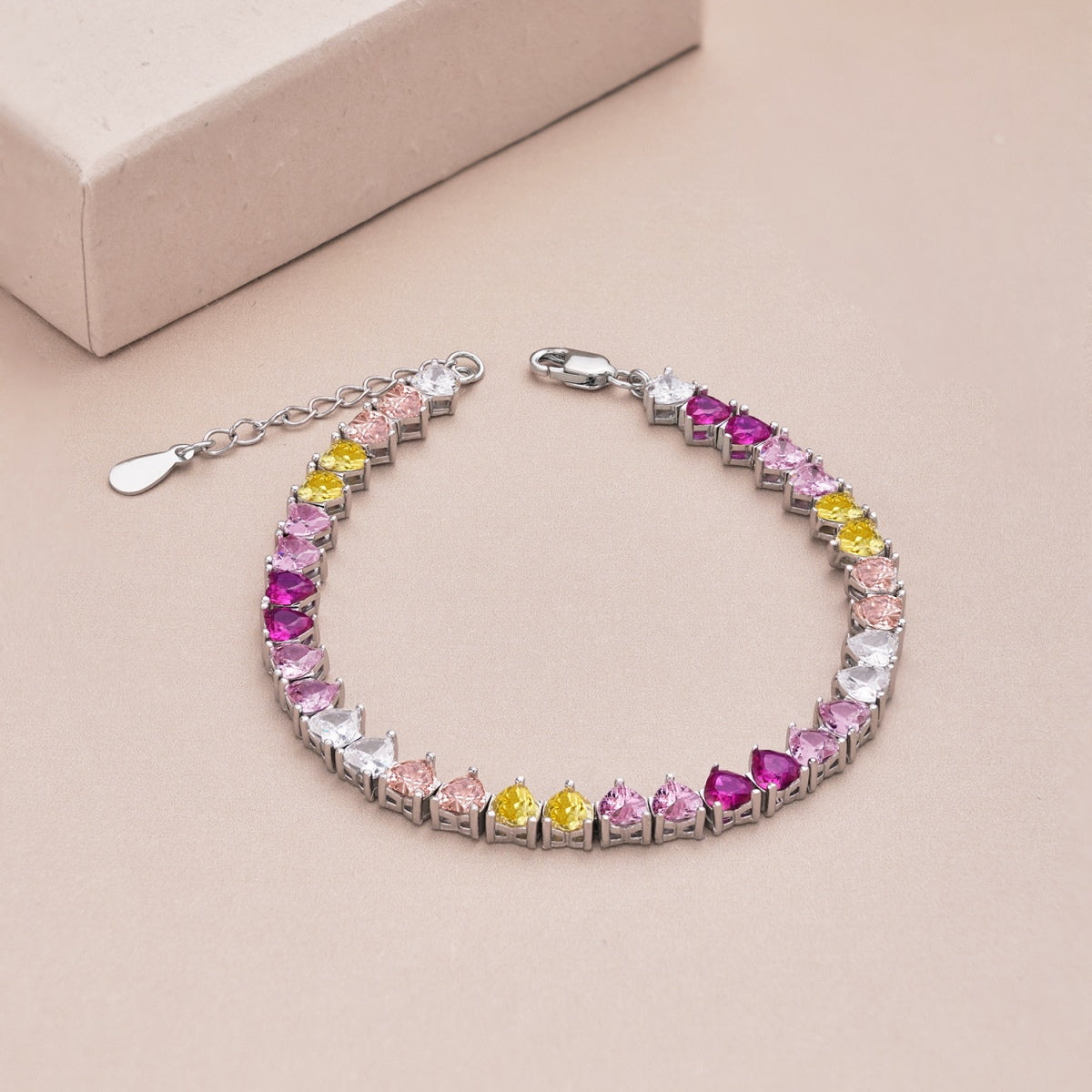Angela Jewelry]Luxurious Colorful Romantic Heart Shape Lover Bracelet