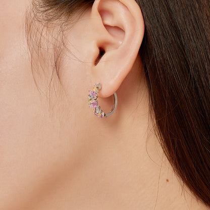 Angela Jewelry]Dazzling Colorful Emerald Cut Daily Earrings