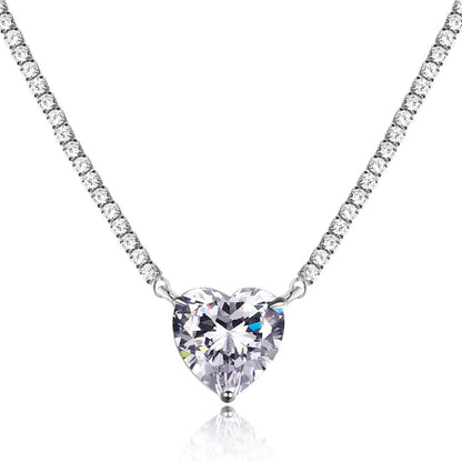 Angela Jewelry]8.0 Carat Versatile Colorful Sweet Heart-Shaped Tennis Necklace