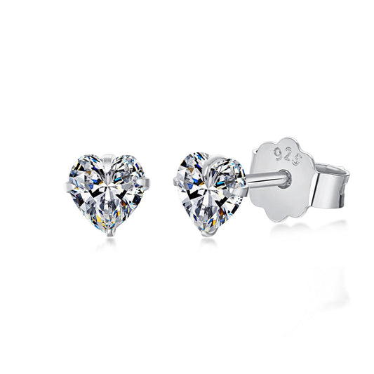 Angela Jewelry]Sparkling Heart Shaped Simple Earrings