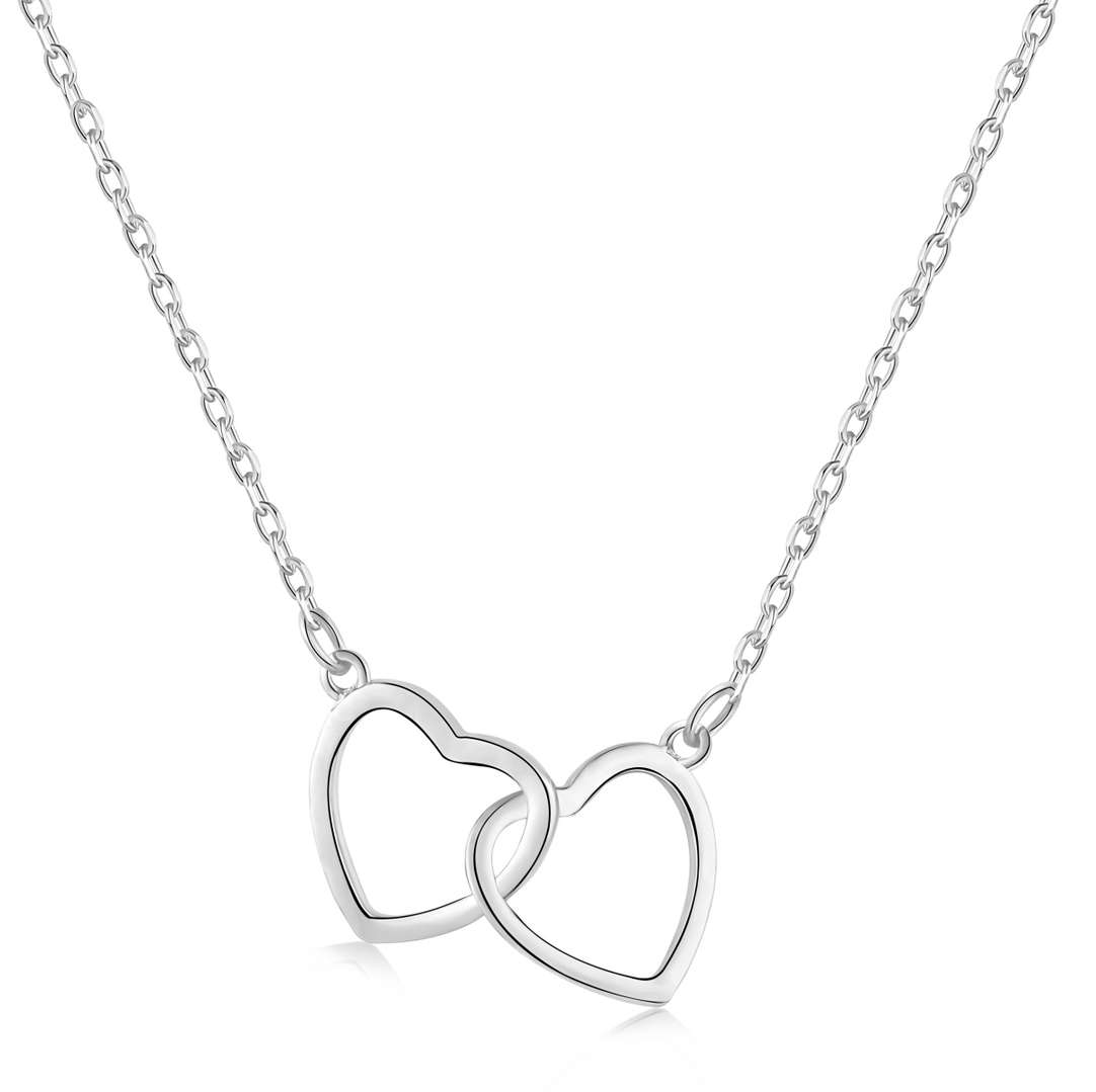 Angela Jewelry]Sterling Silver Love Double Ring Necklace
