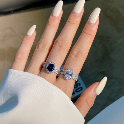 Angela Jewelry]1.5 Carat Dazzling Charming Oval Cut Banquet Ring