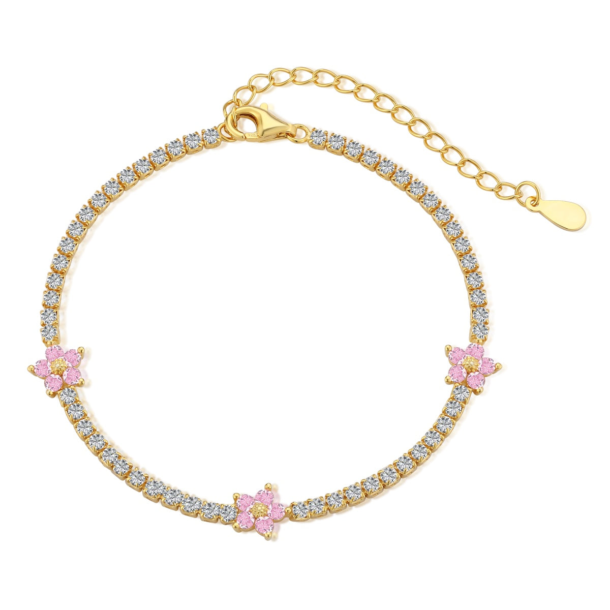 Angela Jewelry]Sparkling Flower Shape Tennis Bracelet