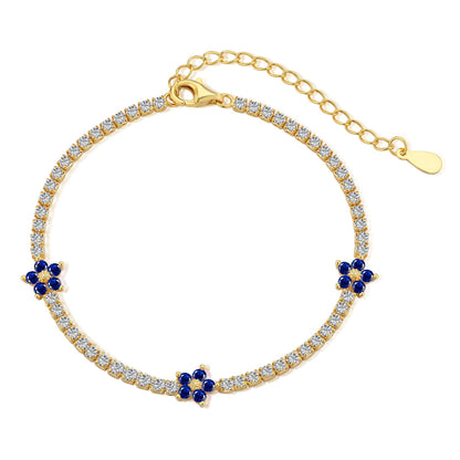 Angela Jewelry]Sparkling Flower Shape Tennis Bracelet