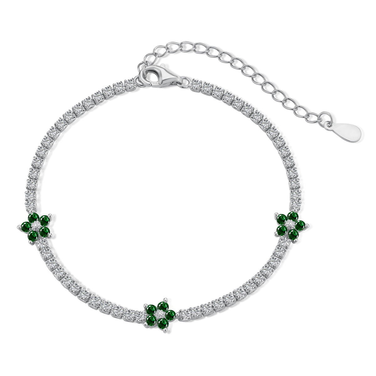 Angela Jewelry]Sparkling Flower Shape Tennis Bracelet