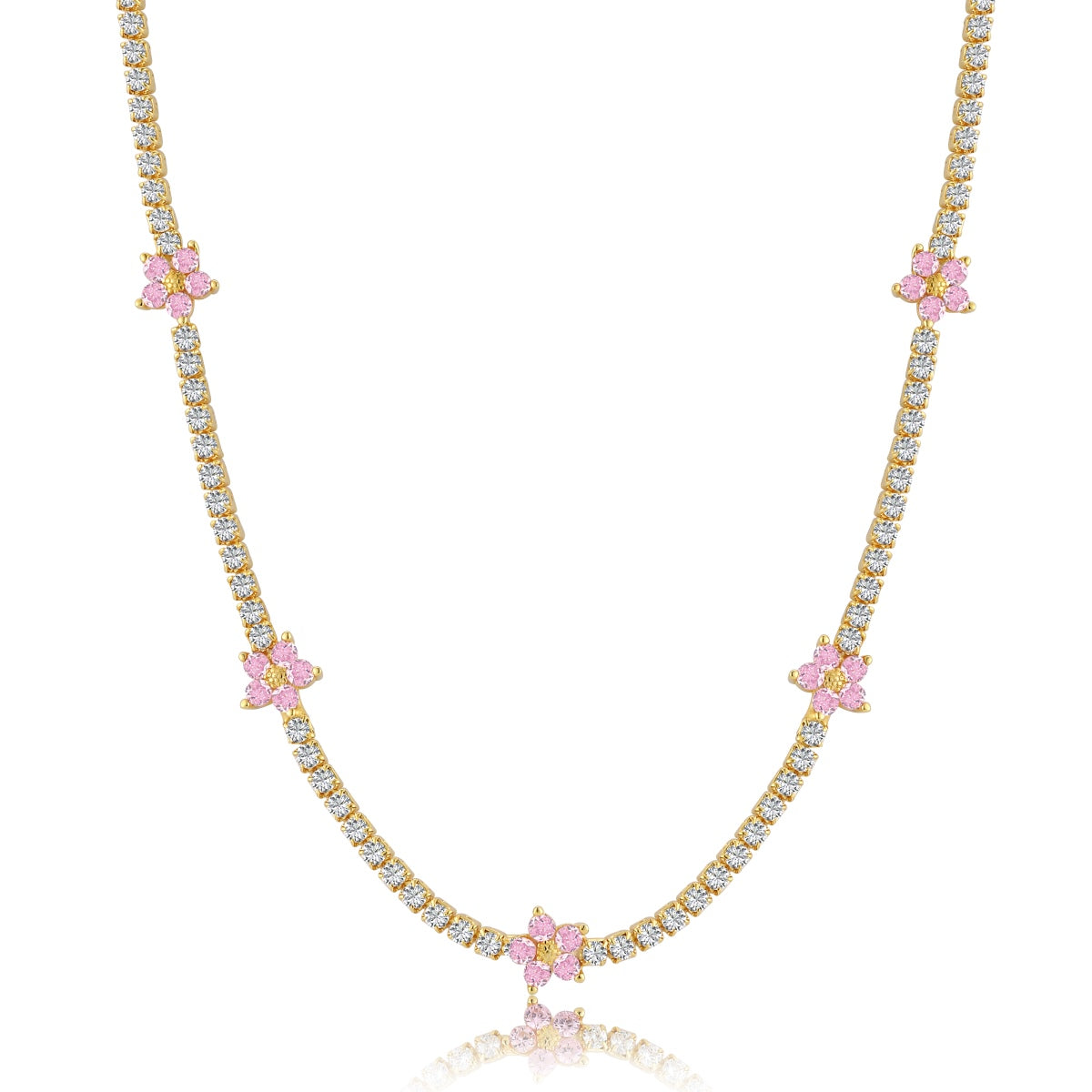 Angela Jewelry]Luxurious Colorful Flower Tennis Necklace