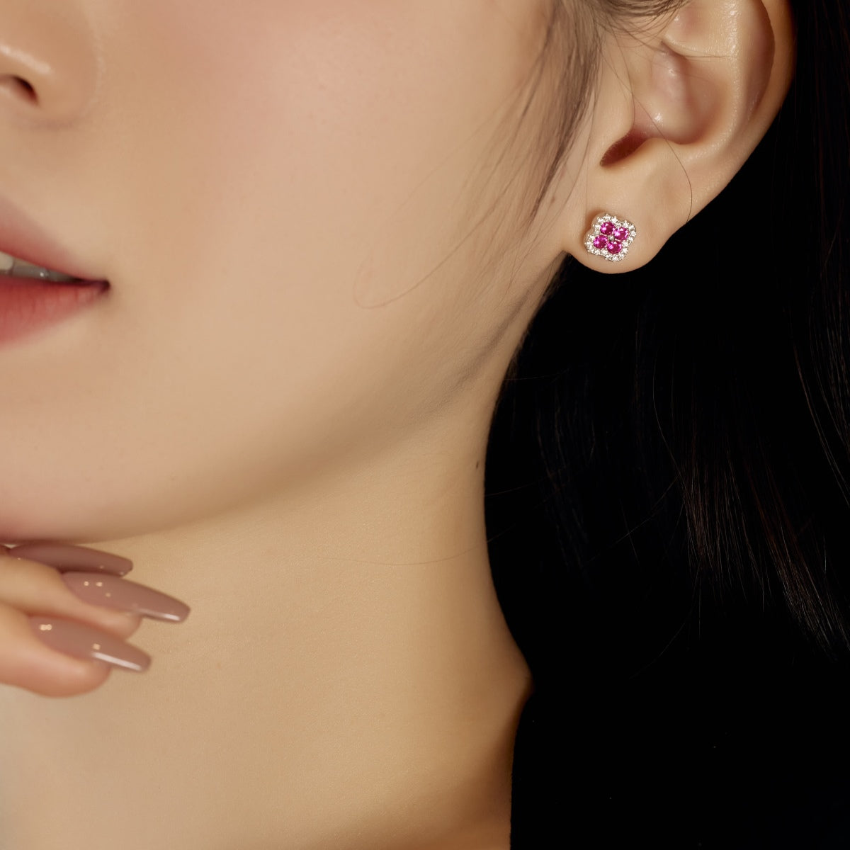 Angela Jewelry]Four-Leaf Clover Flower Shaped Earrings