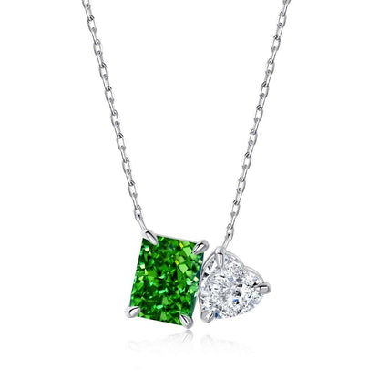 Angela Jewelry]Dazzling Square & Heart Shape Necklace