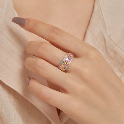 Angela Jewelry]Radiant Colorful Radiant Cut Daily Ring