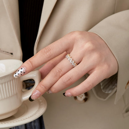 Angela Jewelry]Delicate Enchanting Wave Shape Daily Ring