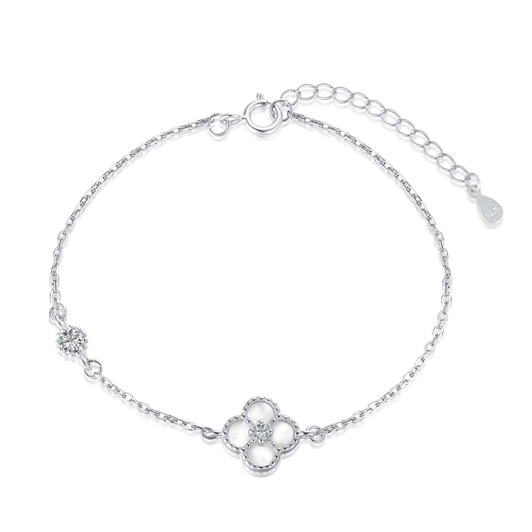 Angela Jewelry]Delicate Four Leaf Clover Bracelet