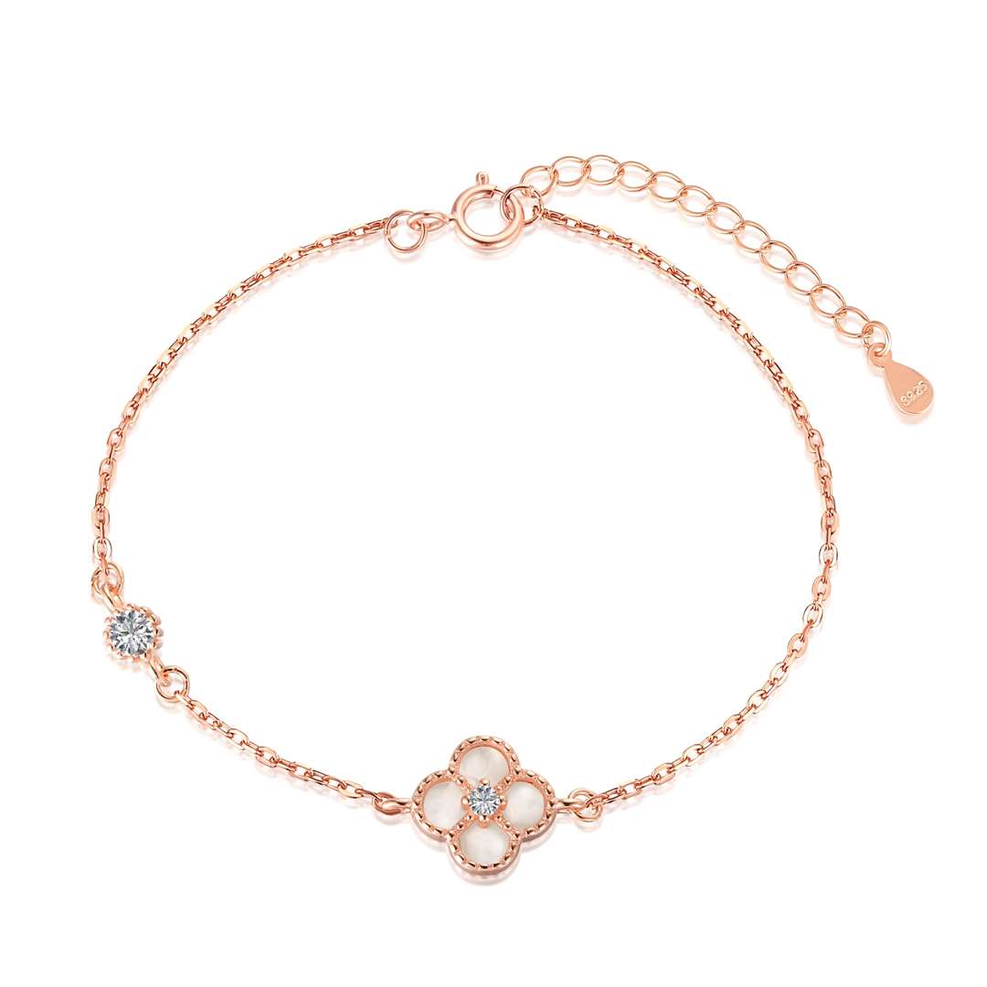 Angela Jewelry]Delicate Four Leaf Clover Bracelet