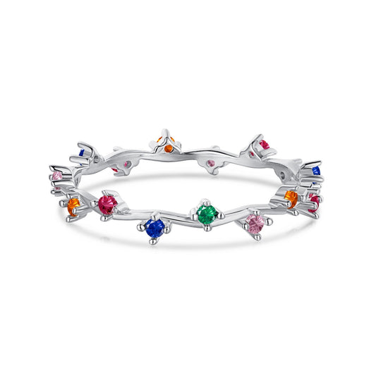 Angela Jewelry]Radiant Colorful Round Cut Daily Ring