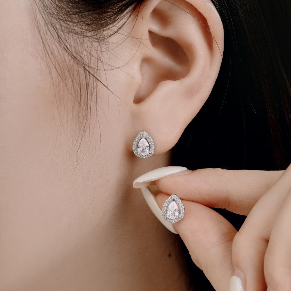 Angela Jewelry]Luxurious Water Drop Shape Earrings