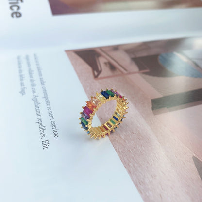 Angela Jewelry]Unique Colorful Radiant Cut RIng