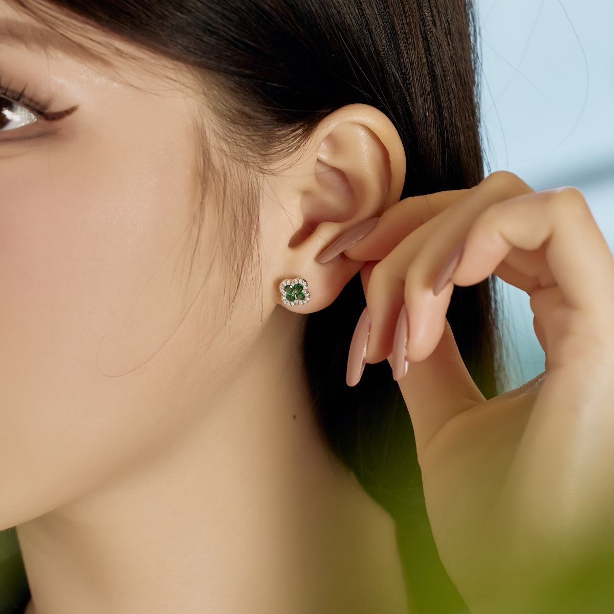Angela Jewelry]Four-Leaf Clover Flower Shaped Earrings