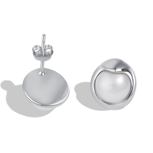 Angela Jewelry]Dainty Bread Pearl Earrings