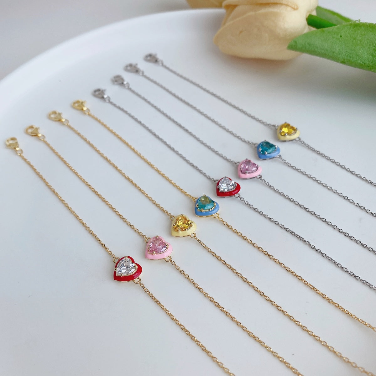 Angela Jewelry]Sparkling Romantic Heart Shape Lover Bracelet