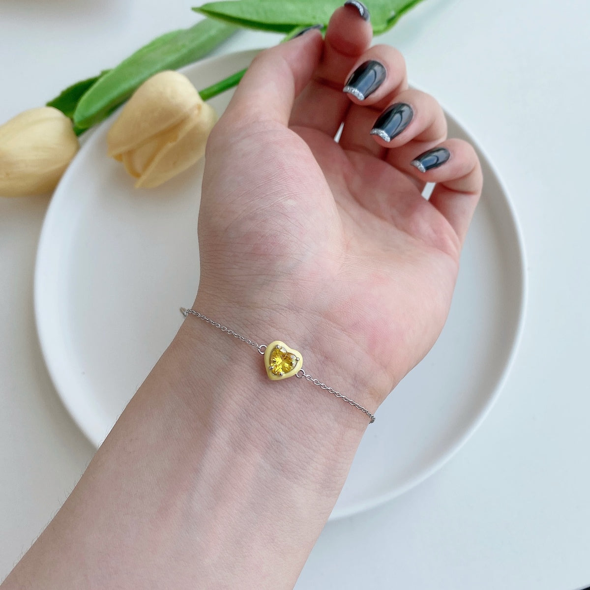 Angela Jewelry]Sparkling Romantic Heart Shape Lover Bracelet