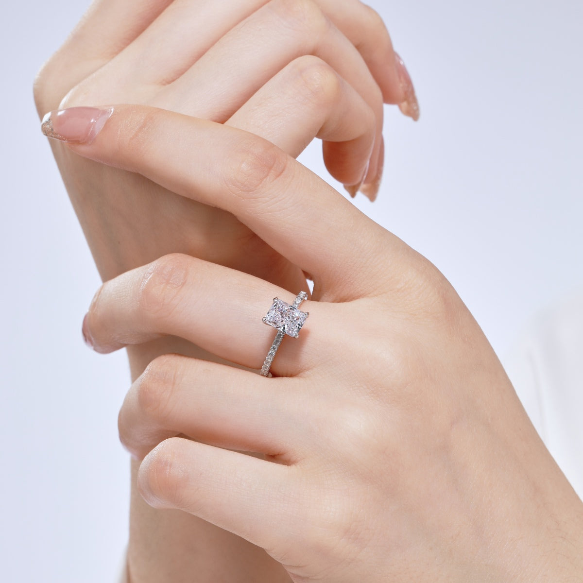 Angela Jewelry]2.0 Carat Dazzling Sparkling Radiant Cut Party Ring