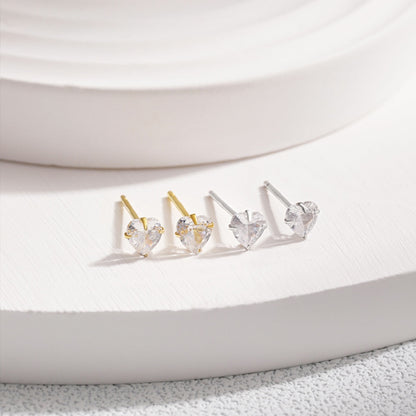 Angela Jewelry]Sparkling Heart Shaped Simple Earrings