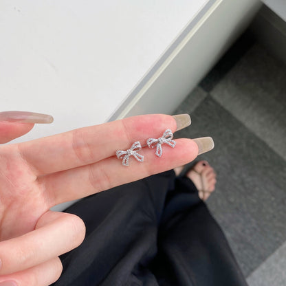 Angela Jewelry]Dainty Bow Shape Earrings