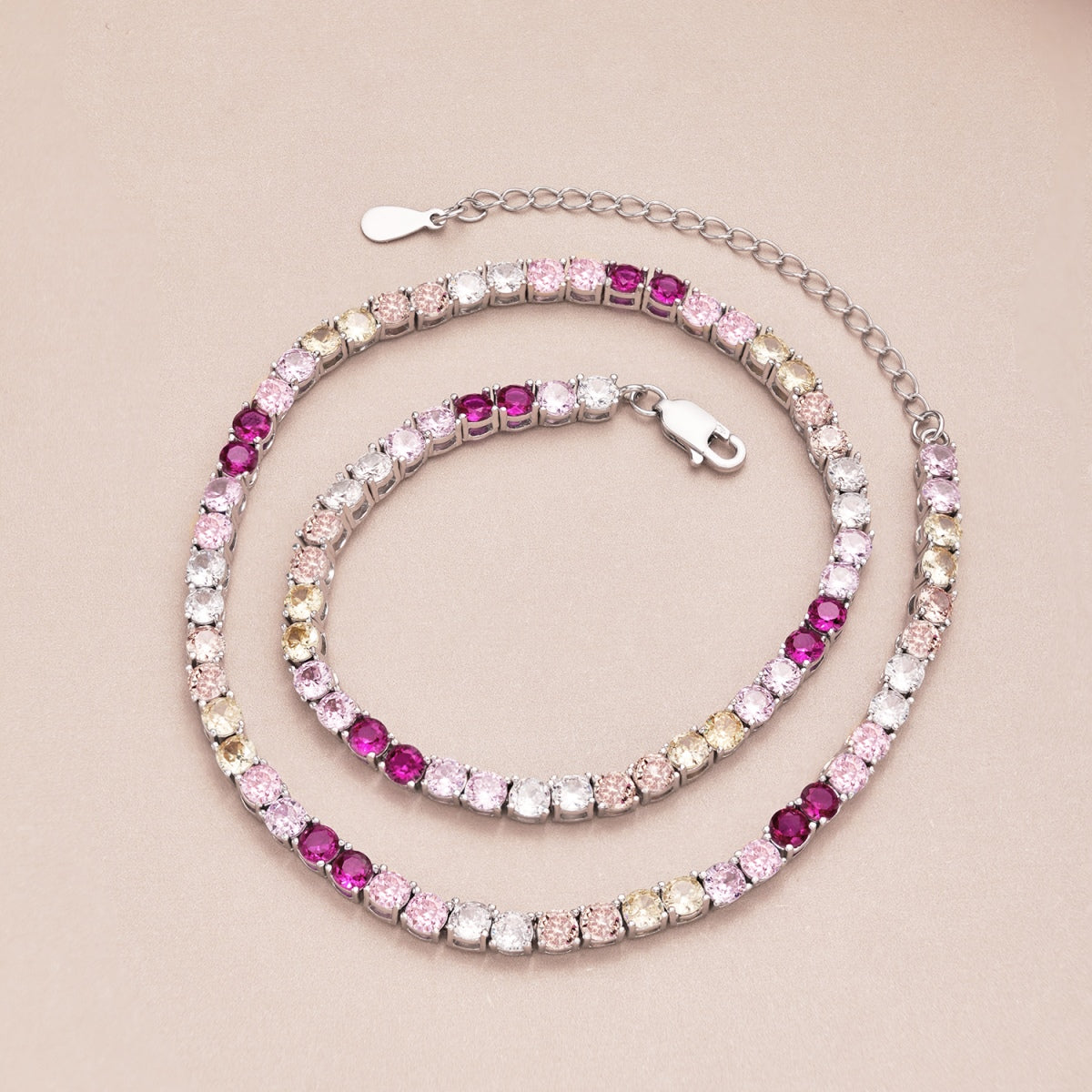 Angela Jewelry]Delicate Colorful Tennis Necklace