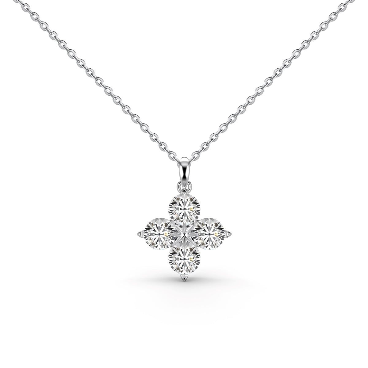 Angela Jewelry]Four-Leaf Clover And Eight-Pointed Star Necklace